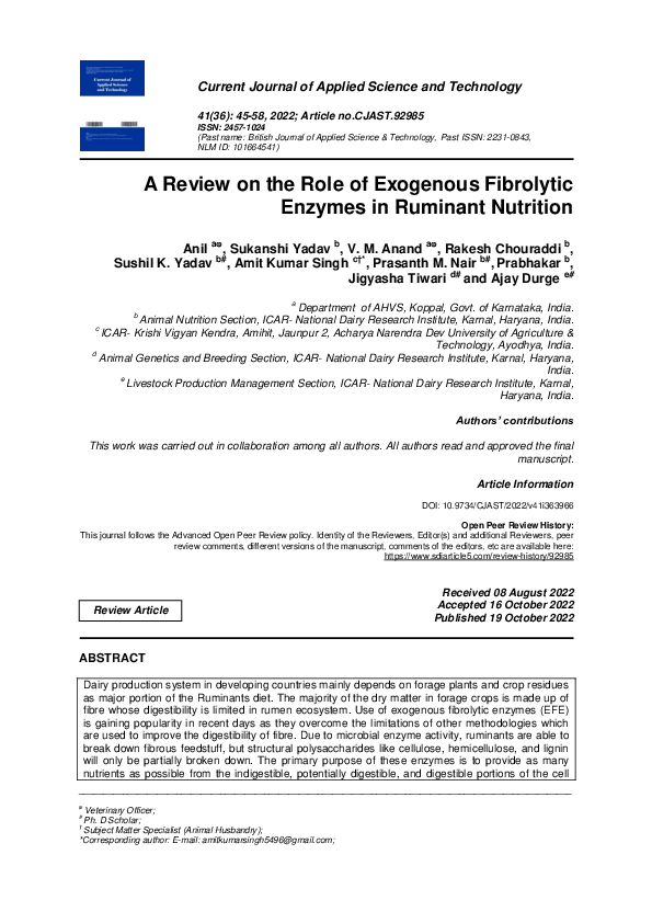(PDF) A Review on the Role of Exogenous Fibrolytic Enzymes in Ruminant ...