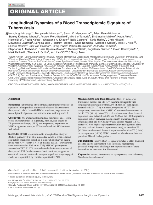 (PDF) Longitudinal Dynamics of a Blood Transcriptomic Signature of ...