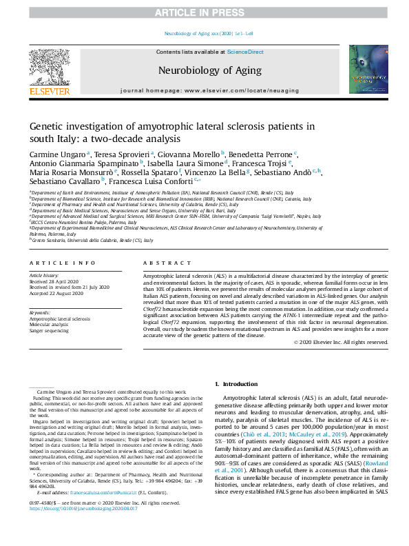(PDF) Genetic investigation of amyotrophic lateral sclerosis patients ...