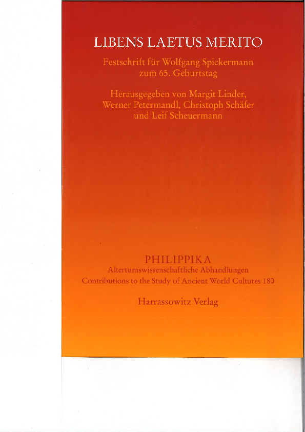 (PDF) LIBENS LAETUS MERITO. Festschrift für Wolfgang Spickermann zum 65 ...
