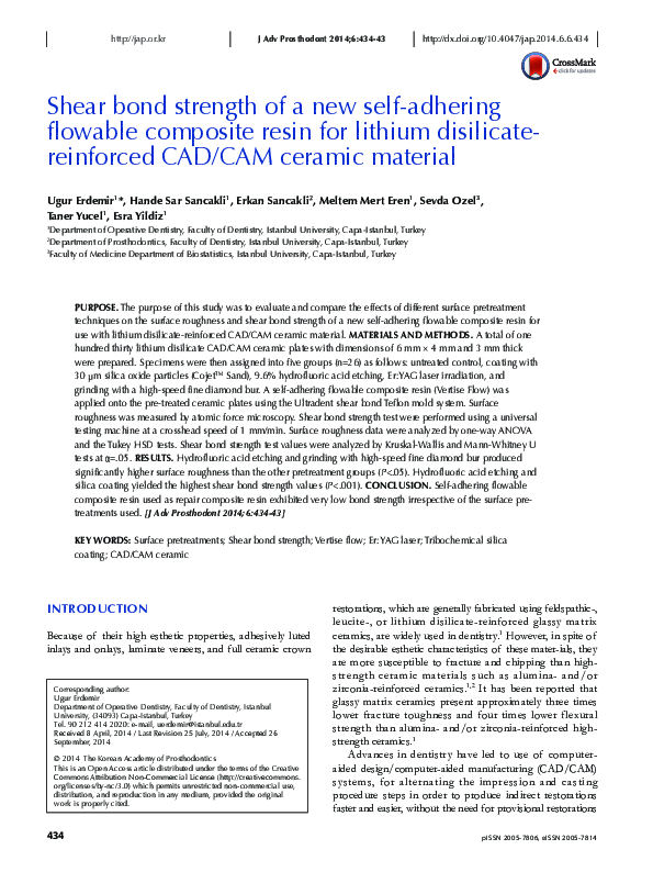 (PDF) Shear bond strength of a new self-adhering flowable composite ...