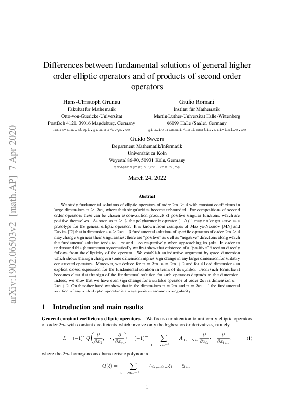 (PDF) Differences between fundamental solutions of general higher order ...