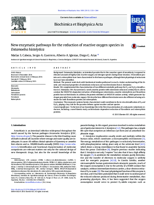 (PDF) New enzymatic pathways for the reduction of reactive oxygen ...