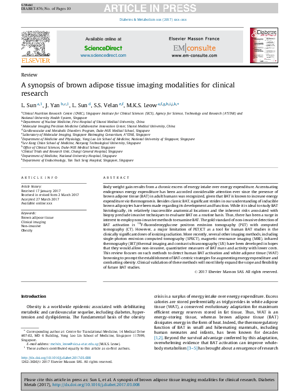A synopsis of brown adipose tissue imaging modalities for clinical research