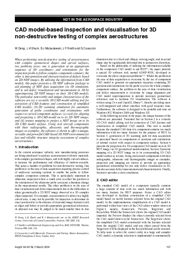 (PDF) CAD model-based inspection and visualisation for 3D non ...
