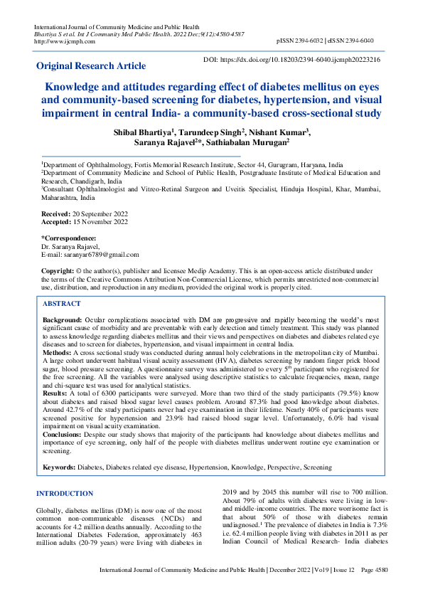 (PDF) Knowledge and attitudes regarding effect of diabetes mellitus on ...