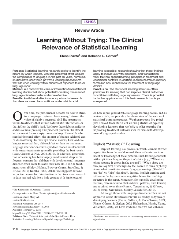 (PDF) Learning Without Trying: The Clinical Relevance of Statistical ...
