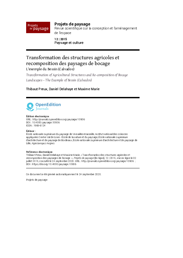 (PDF) Transformation des structures agricoles et recomposition des ...