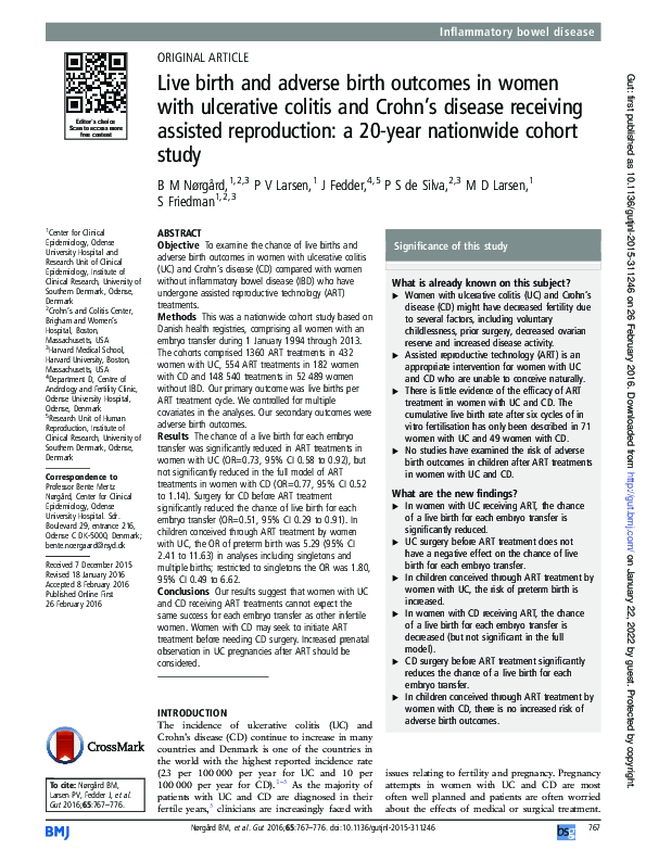 (PDF) Live birth and adverse birth outcomes in women with ulcerative ...