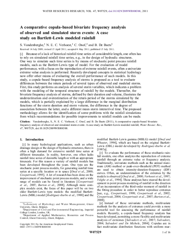 (PDF) A comparative copula‐based bivariate frequency analysis of ...