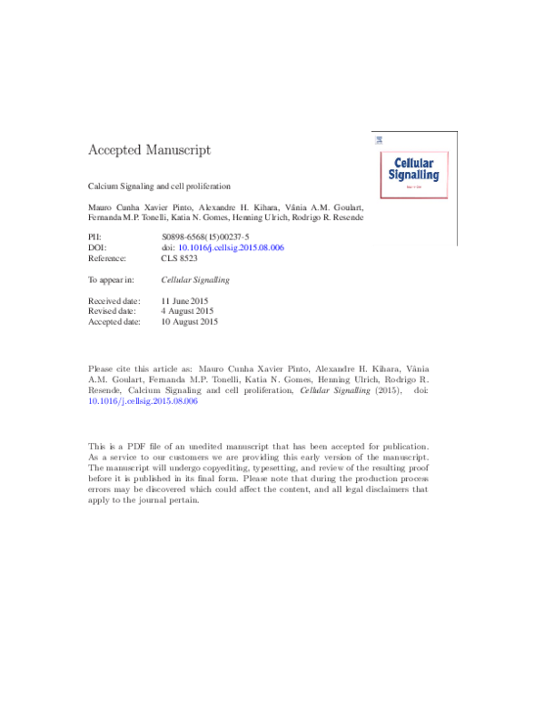 (PDF) Calcium signaling and cell proliferation