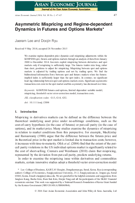 (PDF) Asymmetric Mispricing and Regime-dependent Dynamics in Futures ...