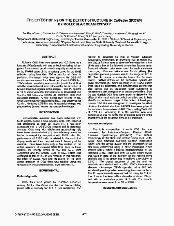 (PDF) The effect of Na on the defect structure in CuGaSe/sub 2/ grown ...