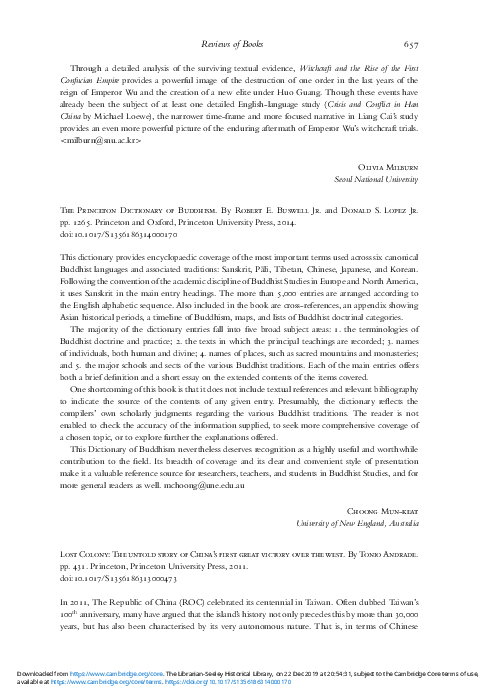 Review of The Princeton Dictionary of Buddhism. By Robert E. Buswell and Donald S. Lopez pp. 1265 (Princeton and Oxford, Princeton University Press, 2014), p. 657.