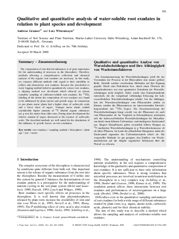 (PDF) Qualitative and quantitative analysis of water-soluble root ...