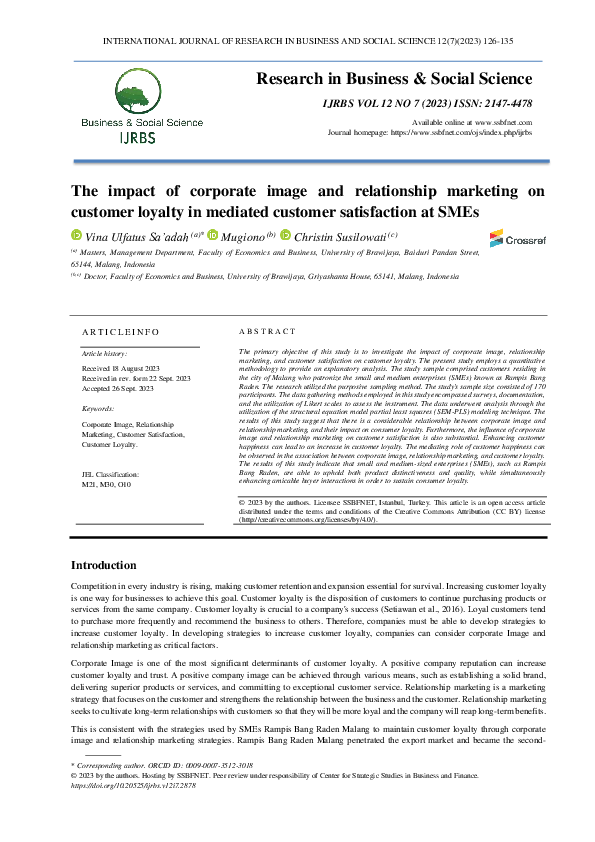 (PDF) The impact of corporate image and relationship marketing on ...