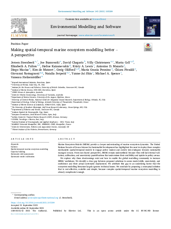 (PDF) Making spatial-temporal marine ecosystem modelling better – A ...