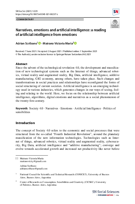 (PDF) Narratives, emotions and artificial intelligence: a reading of ...