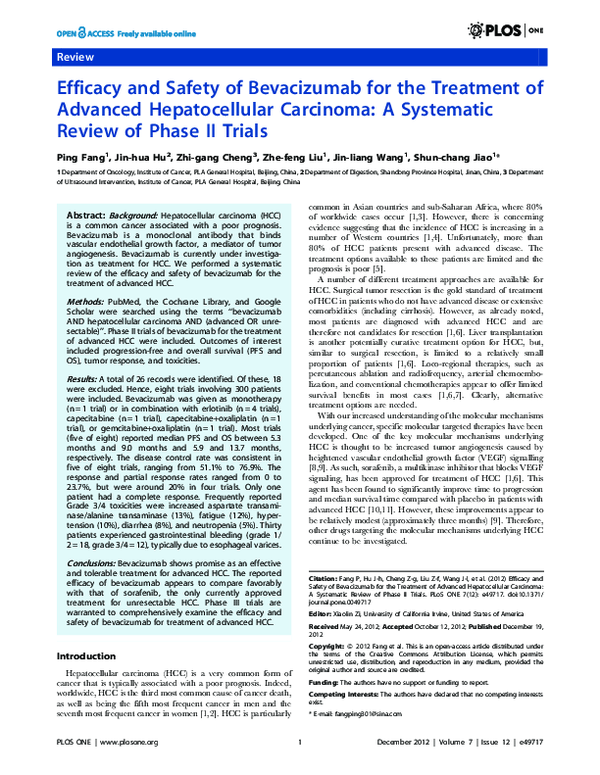 (PDF) Efficacy and Safety of Bevacizumab for the Treatment of Advanced ...