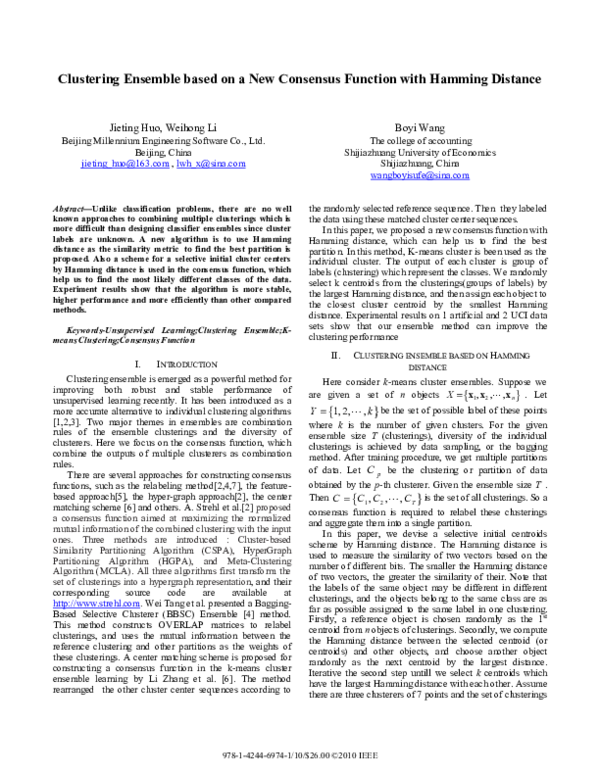 (PDF) Clustering Ensemble Based on a New Consensus Function with ...