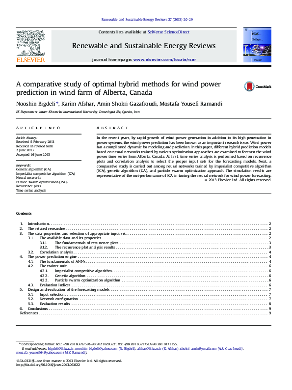(PDF) A comparative study of optimal hybrid methods for wind power ...