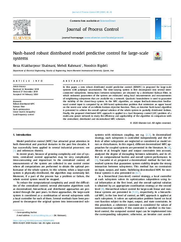 (PDF) Nash-based robust distributed model predictive control for large ...