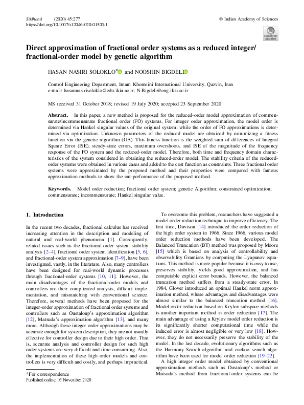 (PDF) Direct approximation of fractional order systems as a reduced ...