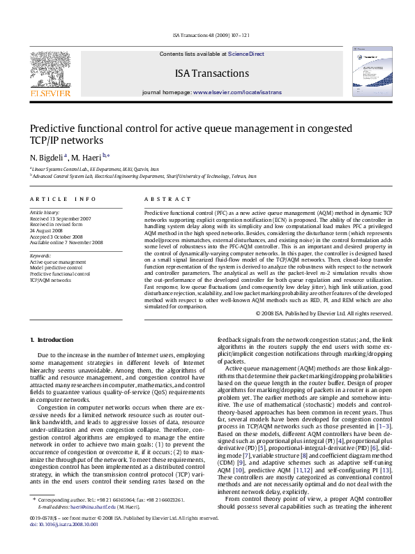 (PDF) Predictive functional control for active queue management in ...