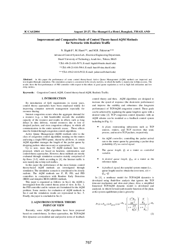 (PDF) Improvement and Comparative Study of Control Theory-based ...