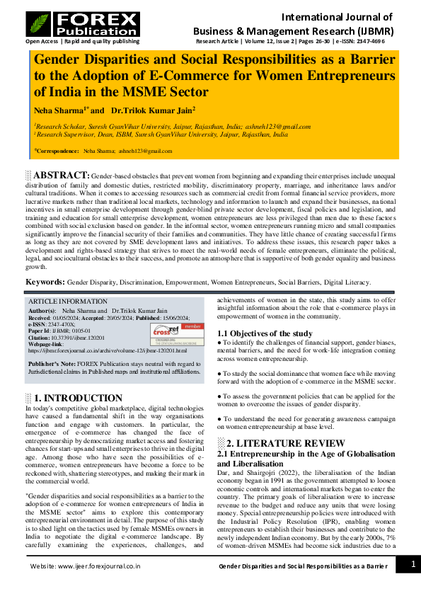 (PDF) Gender Disparities and Social Responsibilities as a Barrier to ...