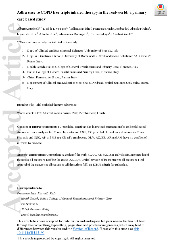(PDF) Adherence to COPD free triple inhaled therapy in the real world ...