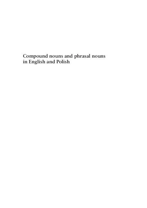 (PDF) Compound nouns and phrasal nouns in English and Polish