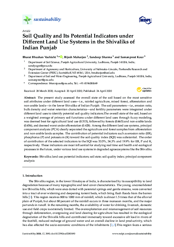 (PDF) Soil Quality and Its Potential Indicators under Different Land ...