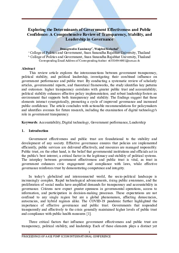 (PDF) Exploring the Determinants of Government Effectiveness and Public ...