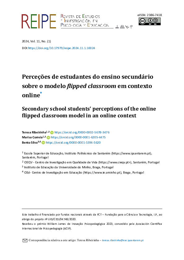 (PDF) Secondary school students' perceptions of the online flipped ...