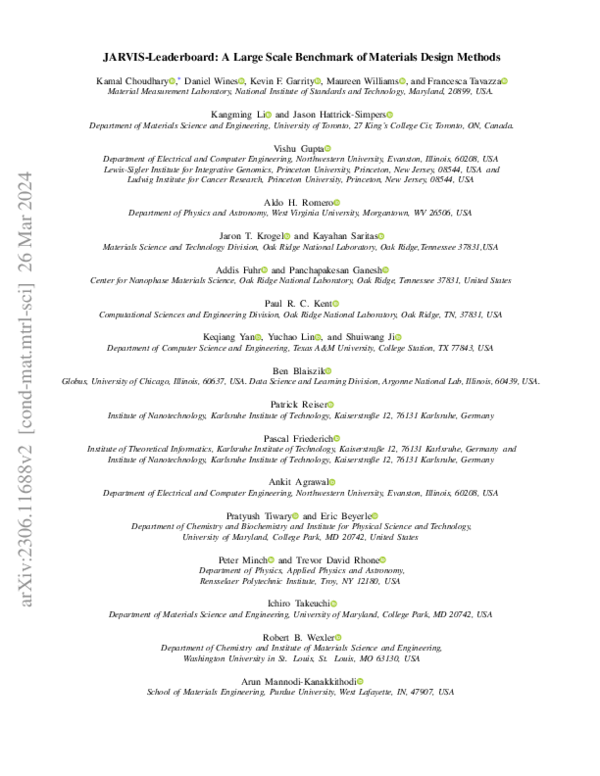 (PDF) Large Scale Benchmark of Materials Design Methods