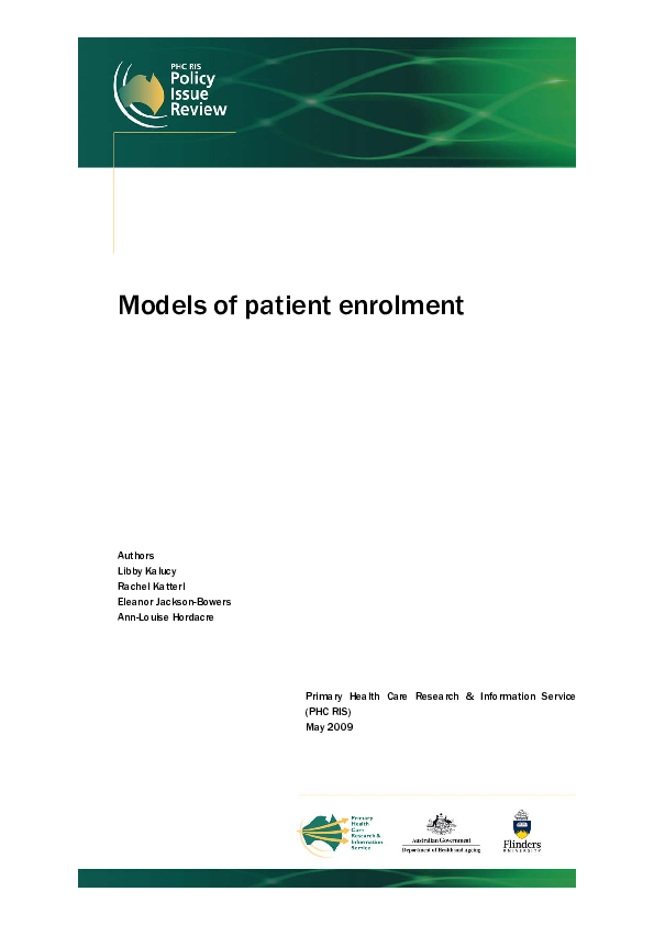 (PDF) Models of patient enrolment