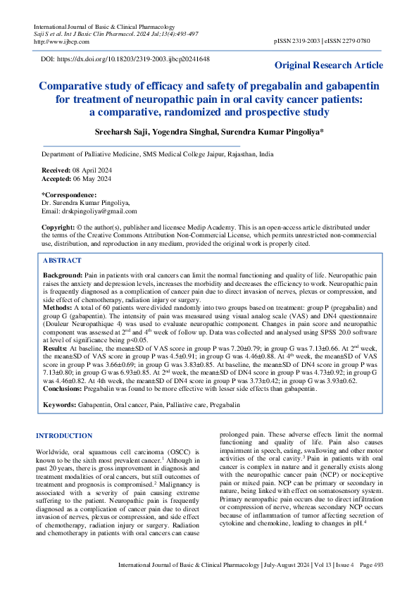 (PDF) Comparative study of efficacy and safety of pregabalin and ...