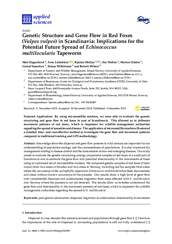 (PDF) Genetic Structure and Gene Flow in Red Foxes (Vulpes vulpes) in ...