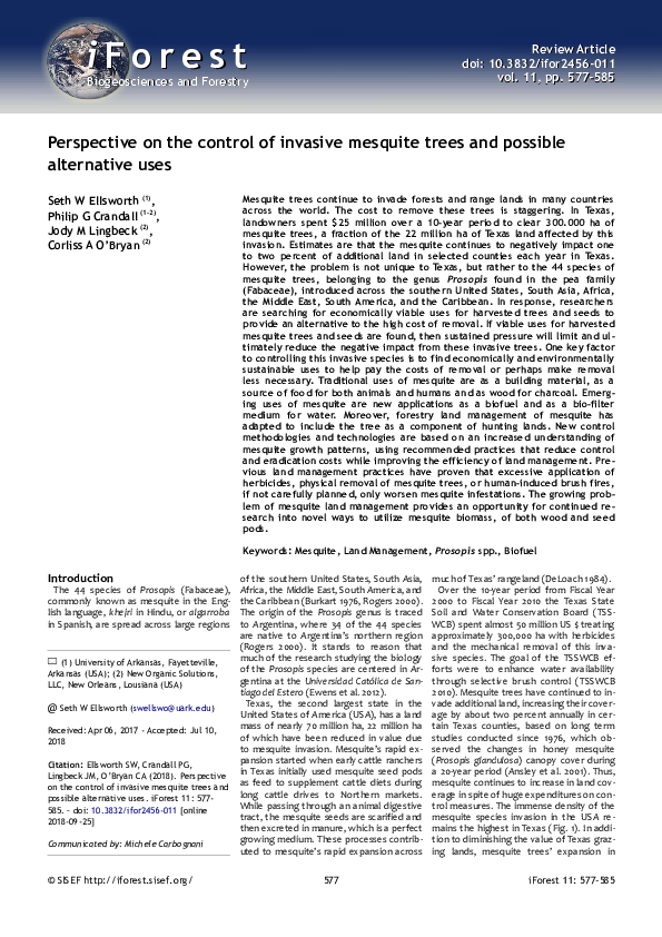 (PDF) Perspective on the control of invasive mesquite trees and ...