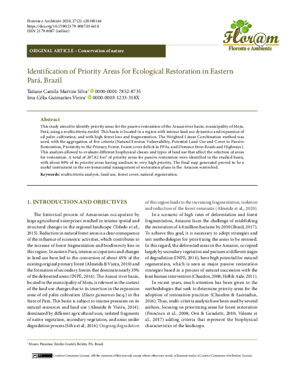 (PDF) Identification of Priority Areas for Ecological Restoration in ...