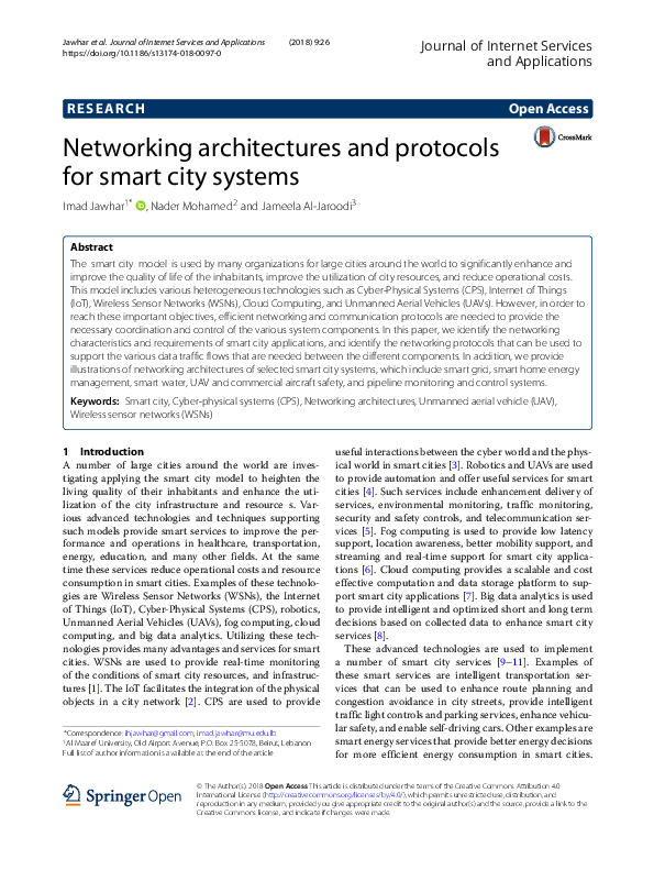 (PDF) Networking architectures and protocols for smart city systems