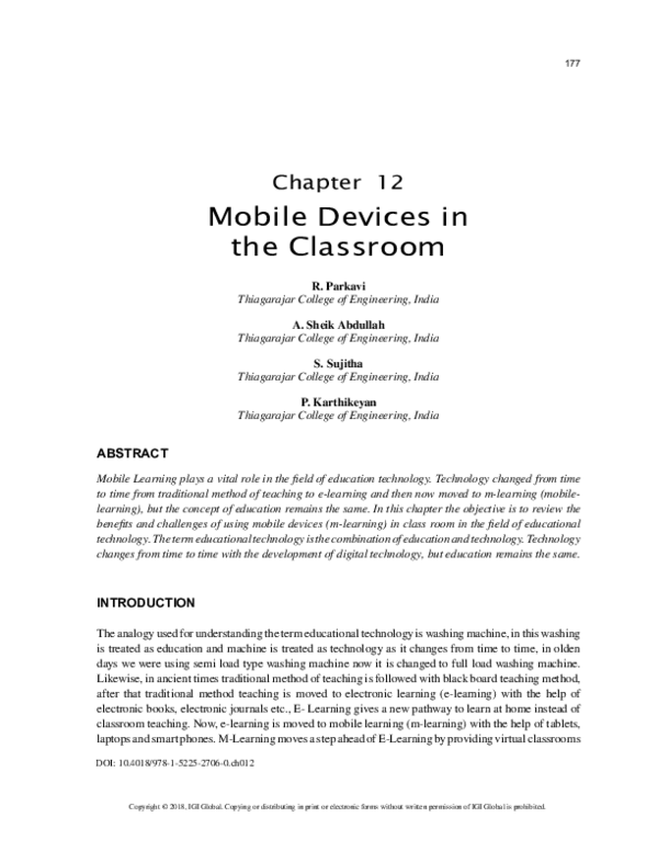 (PDF) Mobile Devices in the Classroom