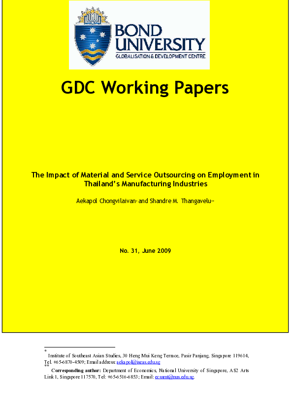 (PDF) The impact of material and service outsourcing on employment in ...