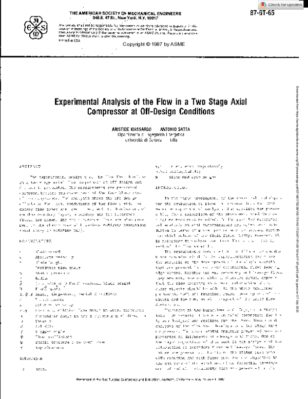 (PDF) Experimental Analysis of the Flow in a Two Stage Axial Compressor ...