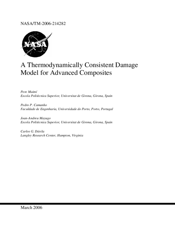 (PDF) A thermodynamically consistent damage model for advanced composites