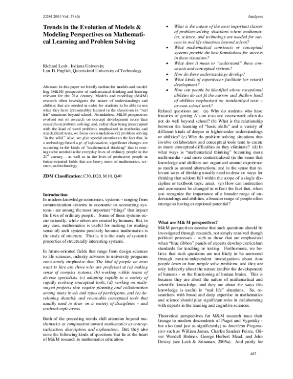 (PDF) Trends in the evolution of models & modeling perspectives on ...