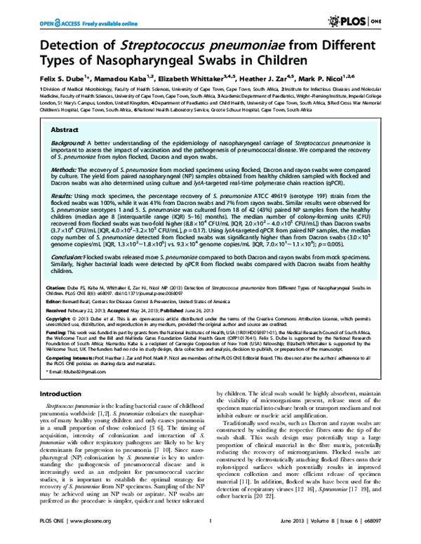 (PDF) Detection of Streptococcus pneumoniae from Different Types of ...