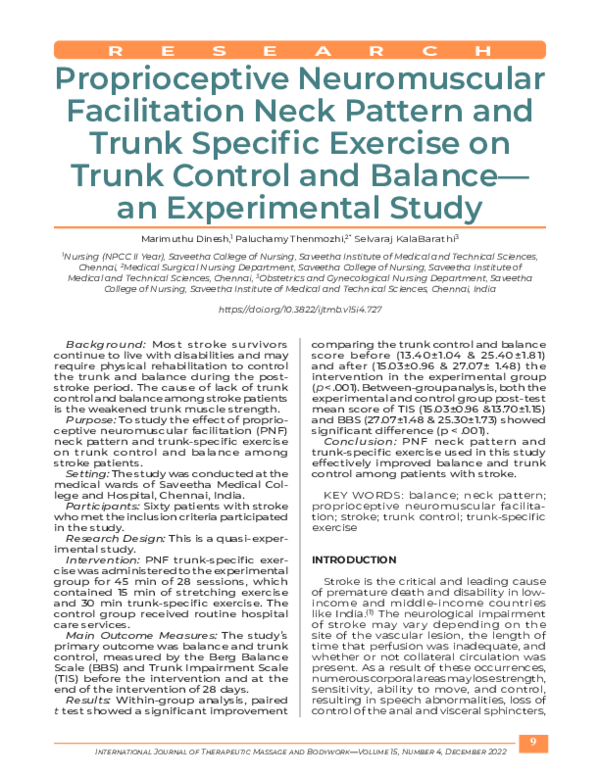 (PDF) Proprioceptive Neuromuscular Facilitation Neck Pattern and Trunk ...
