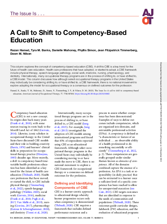 PDF) A Call to Shift to Competency-Based Education | Jean 